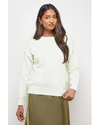 Oasis - Lace Trim Crew Neck Sweater - Lyst
