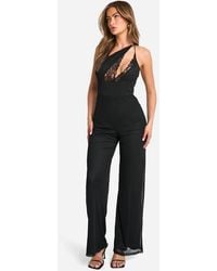Boohoo - Lace Asymmetric Jumpsuit - Lyst