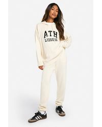 Boohoo - Ath Leisure Embroidered Knitted Oversized Hoody And Cuffed Jogger Set - Lyst