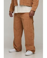 Boohoo - Plus Washed Cord Relaxed Fit Carpenter Pants - Lyst