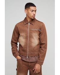 Boohoo - Regular Denim & Corduroy Acid Wash Cropped Jacket - Lyst