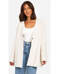 Boohoo - Collarless Oversized Longline Blazer - Lyst