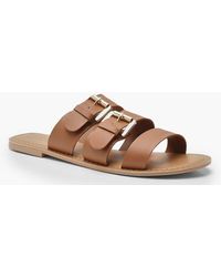 Boohoo Womens Lederschlappen mit Schnalle - Mehrfarbig