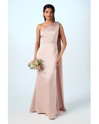 Coast - Honoured Petite Drape One Shoulder Satin Maxi Bridesmaid Dress - Lyst