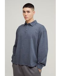 BoohooMAN - Langärmliges kastiges Oversize Poloshirt - Lyst