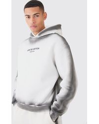 BoohooMAN - Oversized Boxy Spray Placement Wash Hoodie - Lyst