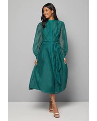 Wallis - Textured Organza Midi Shirt Dress - Lyst