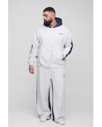 BoohooMAN - Plus Oversized Homme Colour Block Zip Hooded Tracksuit - Lyst