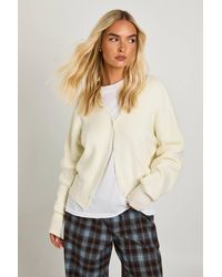 Boohoo - Premium Rib Button Through Knitted Cardigan - Lyst
