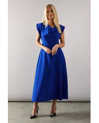 Wallis - Petite Occasion Cowl Neck Crepe Midi Dress - Lyst