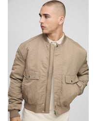 BoohooMAN - Regular Fit Peached Crinkle Nylon Bomber Jacket - Lyst
