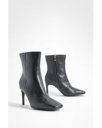 Boohoo - Wide Fit Square Toe Stiletto Ankle Boots - Lyst