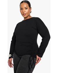 Boohoo - Plus Ruched Side Cotton Top - Lyst