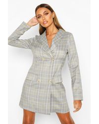 Boohoo Womens Blazer-Kleid mit abgestimmten Karos - Grau