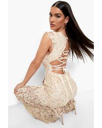 Boohoo - Lace Strappy Back Jumpsuit - Lyst
