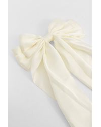 Boohoo - White Large Satin Bow Hair Clip - Lyst