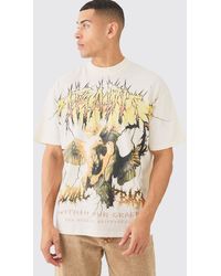 BoohooMAN - Oversized Over Seam Dove Graphic T-shirt - Lyst