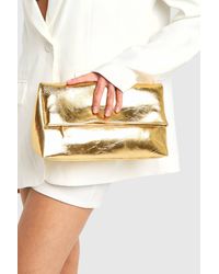 Boohoo - Large Metallic Fold Over Clutch Bag - Lyst