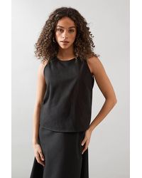 Wallis - Button Back Linen Top - Lyst
