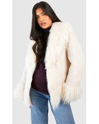 Boohoo - Maternity Faux Fur Trim Jacket - Lyst