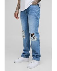 Boohoo - Vaqueros Tall Sin Tratar Rectos Rotos - Lyst