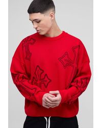 BoohooMAN - Kastiger Oversize Rundhals-Pullover - Lyst