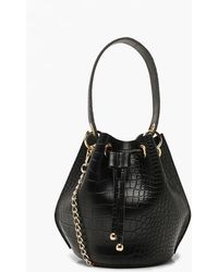 Boohoo Bolso Cruzado Con Asa Y Acabado De Cocodrilo - Negro