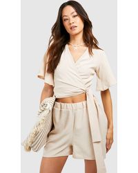 Boohoo - Tall Beach Wrap Top And Shorts Co-ord - Lyst