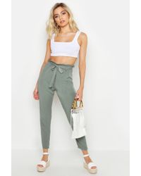 Boohoo Button Detail Soft Cotton Tapered Trousers - Multicolour