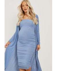 Boohoo - Maternity Square Neck Ruched Duster Dress Set - Lyst