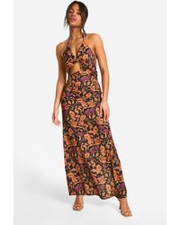 Boohoo - Floral Strappy Cut Out Maxi Dress - Lyst