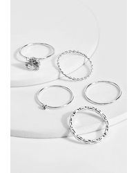 Boohoo - 5 Pack Statement Gem Stacking Rings - Lyst
