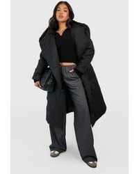 Boohoo - Petite Diamond Quilt Maxi Hooded Oversized Puffer - Lyst