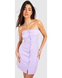 Boohoo - Bandeau Button Front Tailored Mini Dress - Lyst