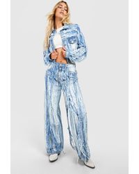 Boohoo - Extreme Distressed Washed Straight Leg Jean - Lyst