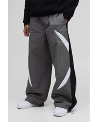 BoohooMAN - Elasticated Waist Parachute Side Stripe Pants - Lyst