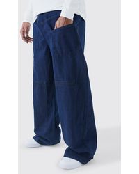 Boohoo - Plus Baggy Rigid Multi Pocket Carpenter Jeans - Lyst