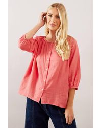 Wallis - Petite Textured Button Blouse - Lyst