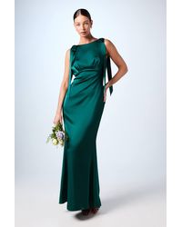 Coast - Honoured Sleeveless High Neck Tie Shoulder Satin Maxi Bridesmaid Dress - Lyst