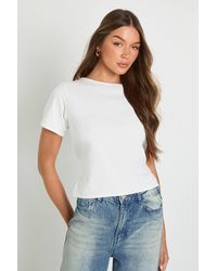 Boohoo - Scuba Crepe Cinched Tie Back Top - Lyst