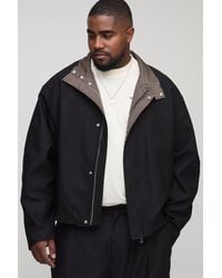 BoohooMAN - Plus Embroidered Funnel Neck Track Jacket - Lyst