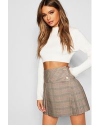 Boohoo Minijupe Plissée À Carreaux Ton Sur Ton - Neutre