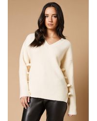 Oasis - Bow Side V Neck Sweater - Lyst