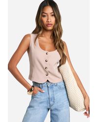 Boohoo - Square Neck Crop Waistcoat - Lyst