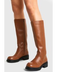 Boohoo - Chunky Column Knee High Boots - Lyst