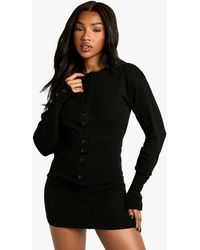 Boohoo - Ribbed Popper Cinched - Lyst