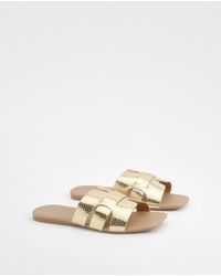 Boohoo - Wide Fit Square Toe Woven Mules - Lyst