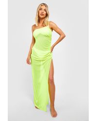 Boohoo - Mesh One Shoulder Split Beach Maxi Dress - Lyst