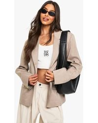 Boohoo - Single Breasted Plunge Neckline Oversized Blazer - Lyst