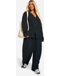 Boohoo - Conjunto Coordinado Plus De Pantalón Con Cordón Elástico Y Camisa Oversize De Tela - Lyst